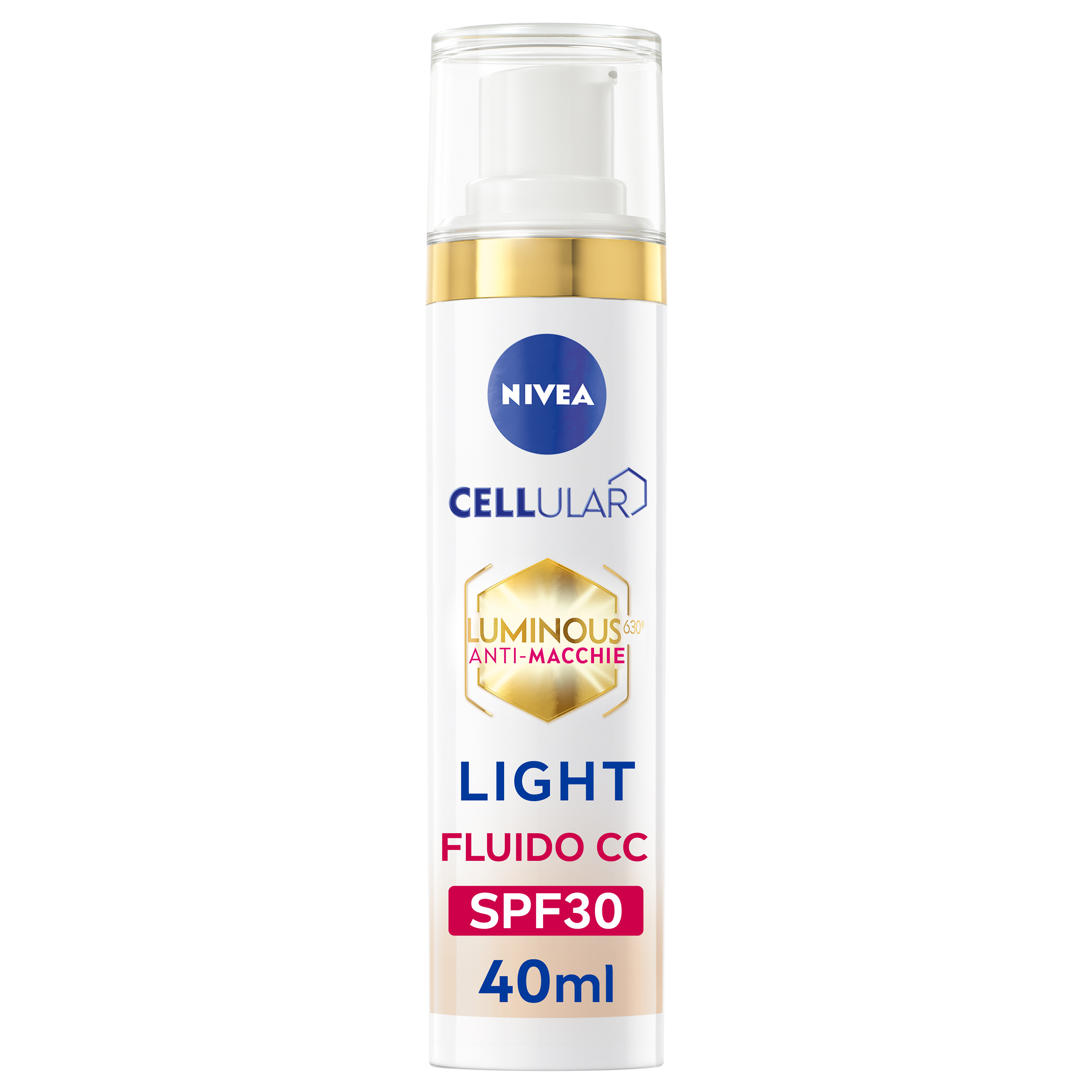 Nivea Cellular Luminous630 Fluido CC Cream SPF 30 Light 40 ml, Crema viso colorata anti-macchie Nivea Cellular Luminous630 Fluido CC Cream SPF 30 Light 40 ml, Crema viso colorata anti-macchie