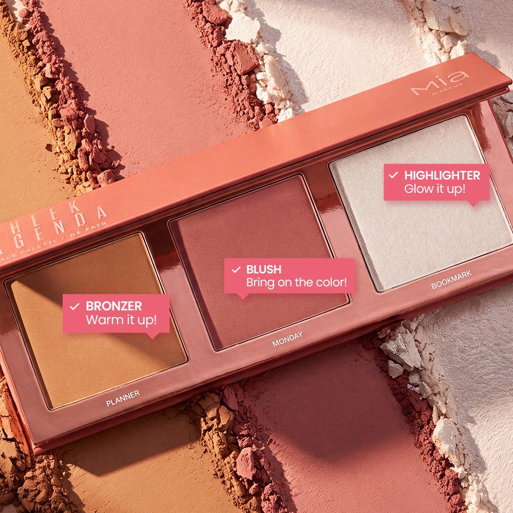 Mia Make Up Cheek Agenda - Palette 3 In 1 Viso N.01 Fair