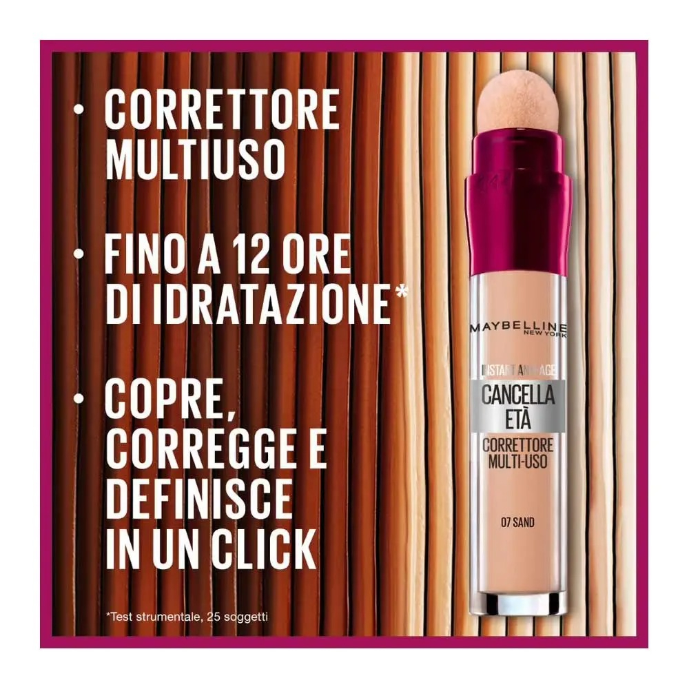 Maybelline Instant Anti Age Correttore Liquido Cancella Età 07 Sand, 6.8ml