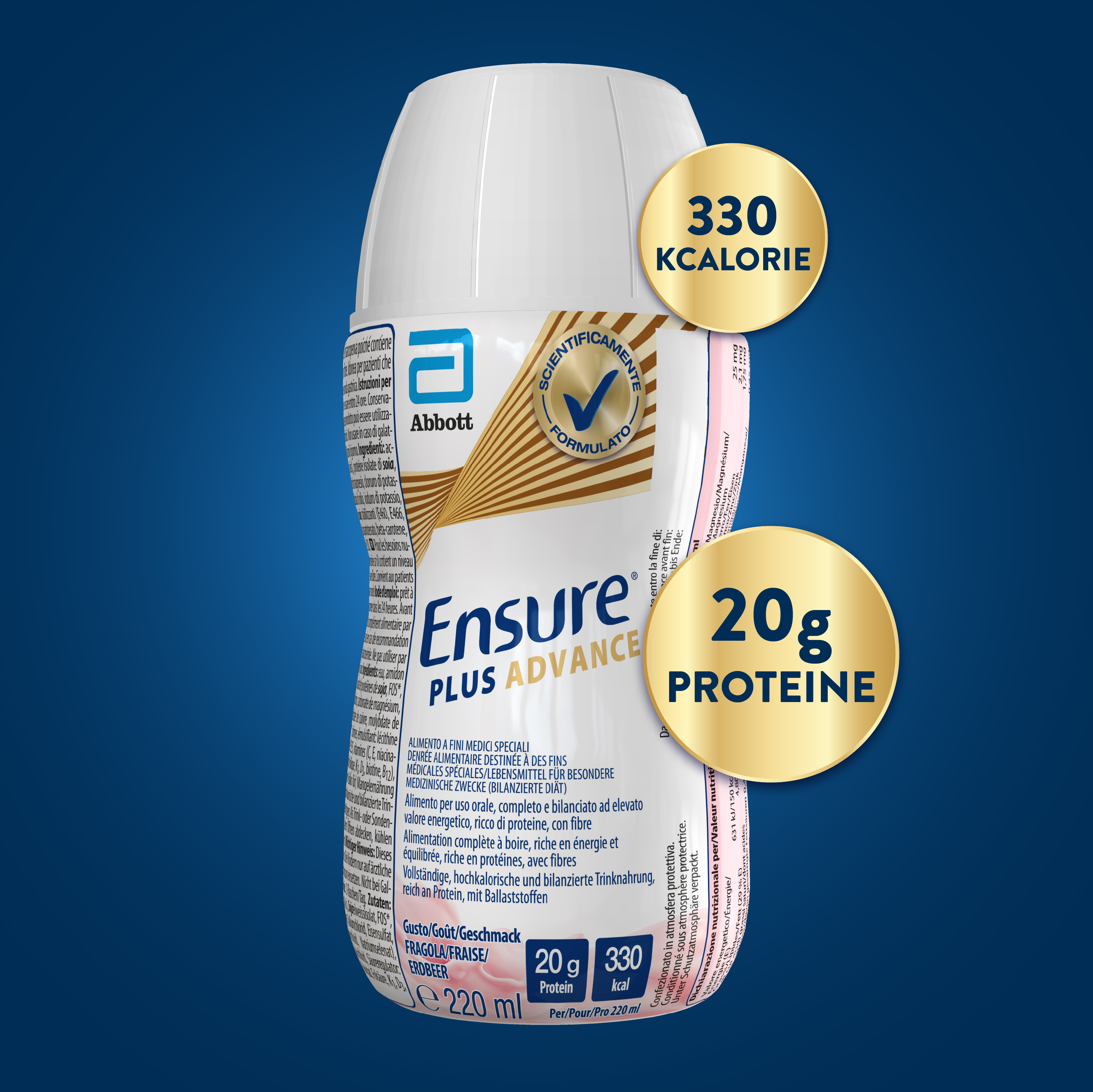 Ensure Advance Alimento a Fini Medici Speciali Iperproteico ed Ipercalorico Fragola 4x220ml