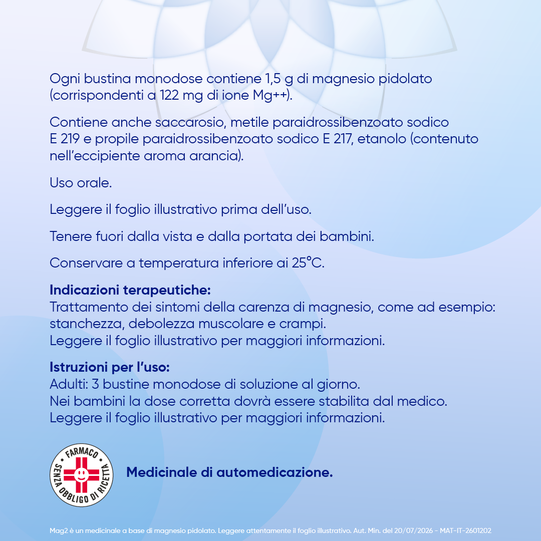 MAG2 Magnesio Pidolato 1,5 g/10 ml - Soluzione Orale Per Stanchezza E Debolezza Muscolare 20 Stickpack