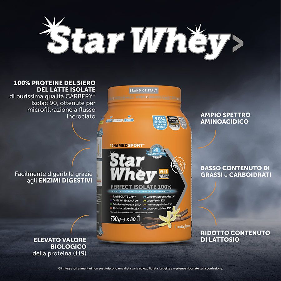 Named Sport - Star Whey Isolate Gusto Vanilla 750 g - Proteine Del Siero Del Latte In Polvere