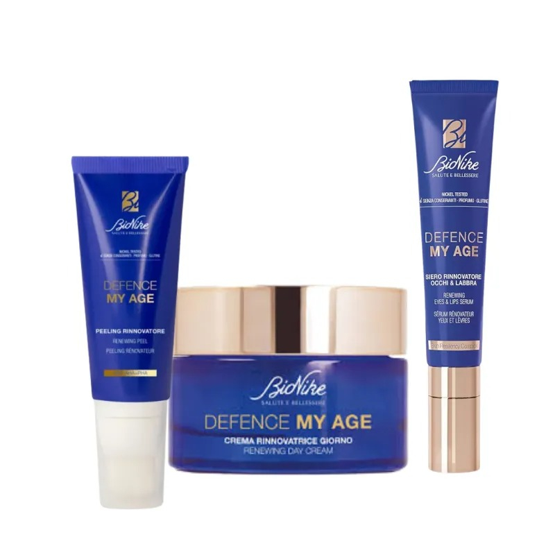 Bionike Cofanetto Defence My Age Crema 50ml + Siero Occhi e Labbra 15ml + Peeling 30ml