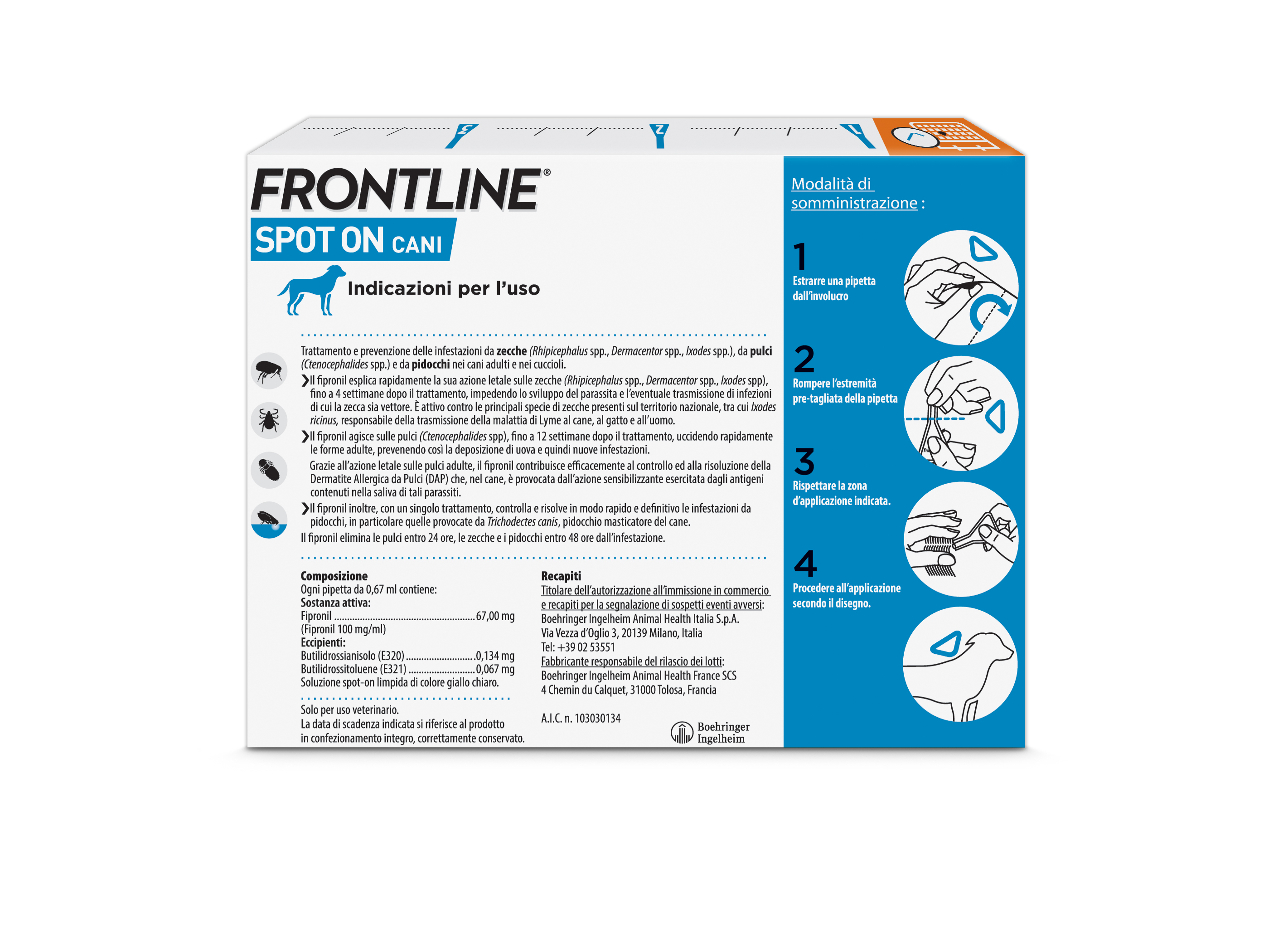 Frontline Spot On Cani x3 Pipette, Antiparassitario per Cani e Cuccioli (2-10Kg), Contro Pulci, Zecche E Pidocchi