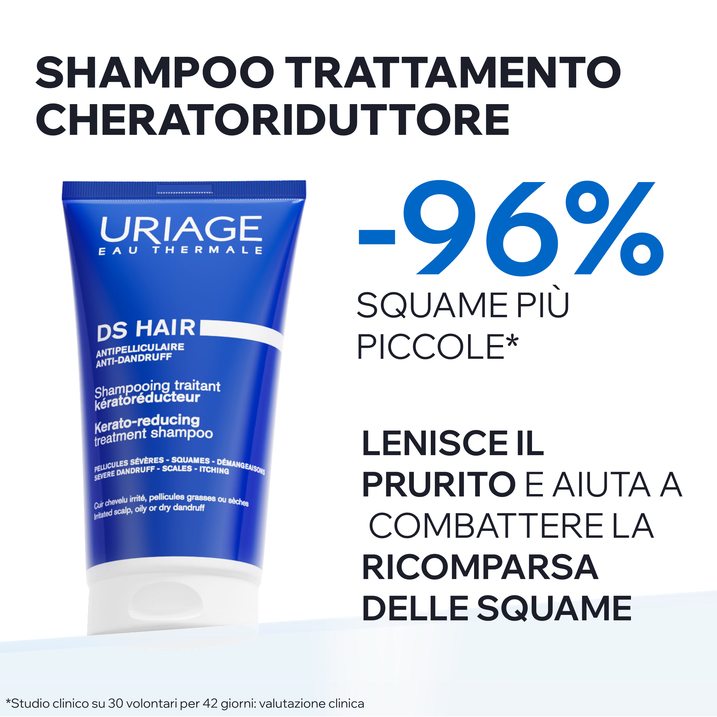 Uriage DS Hair - Shampoo Cheratoriduttore Per Forfora Severa, Secca E Grassa 150 ml