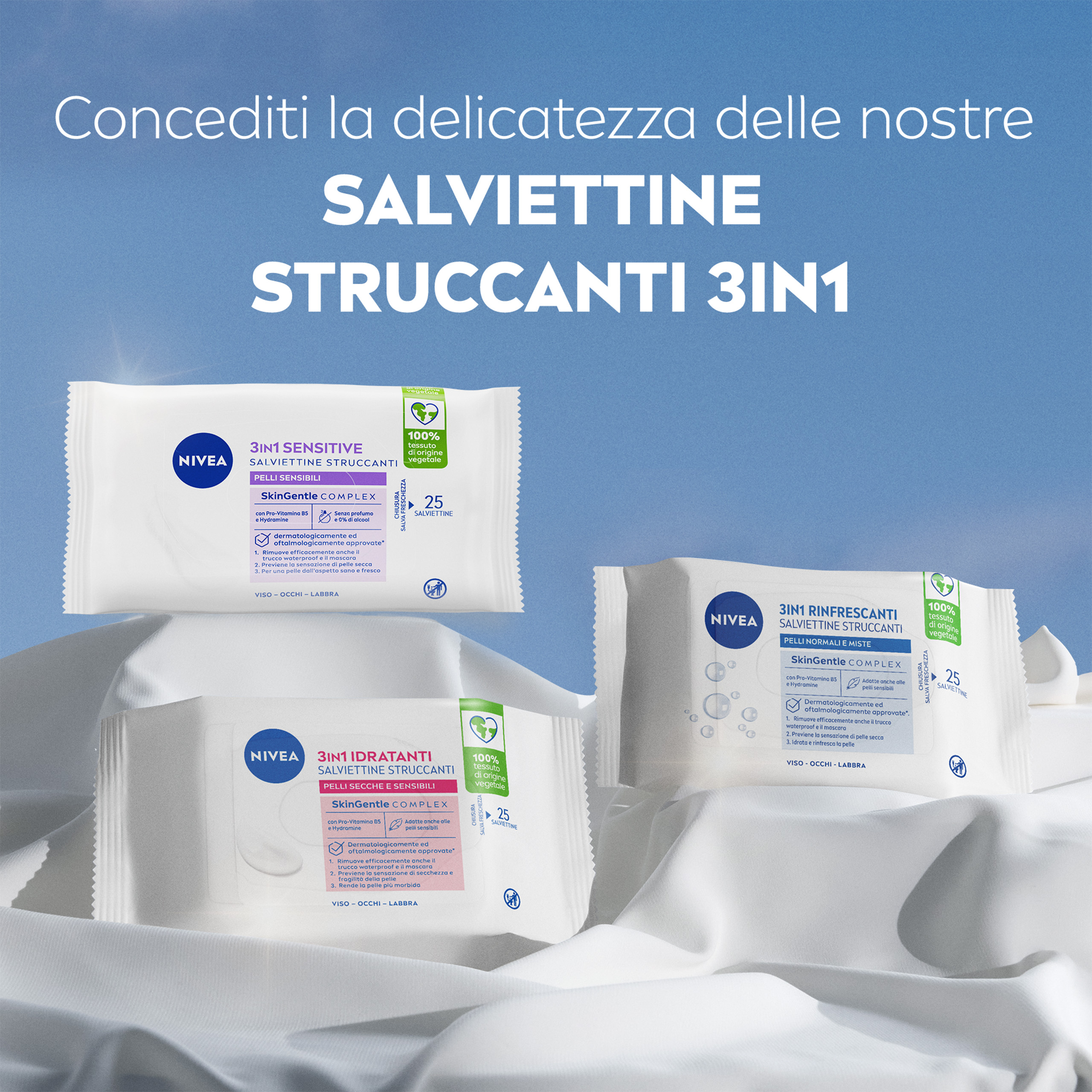 Nivea Creme Care Salviettine Struccanti 25 pezzi, Salviette delicate e idratanti per uso giornaliero