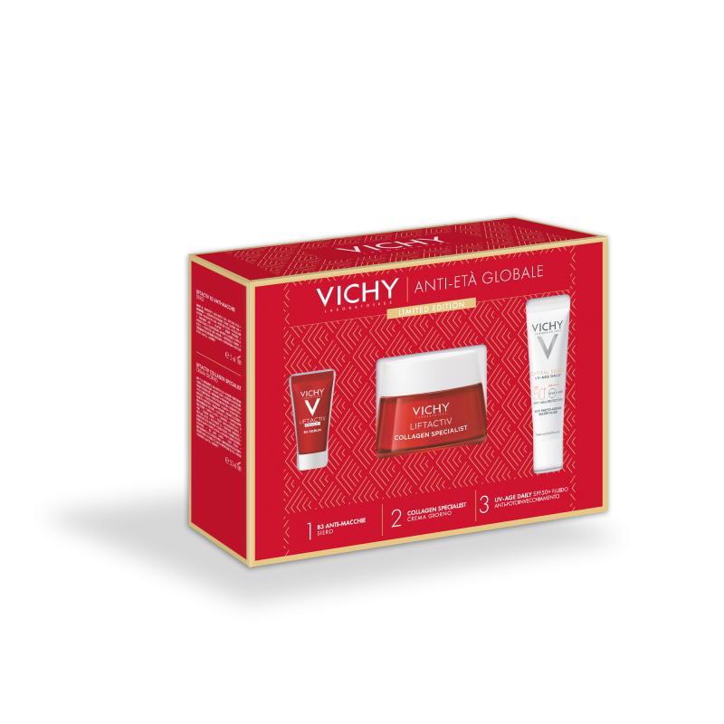 Vichy Cofanetto Regalo Natale Liftactiv B3 Anti-macchie Siero 5 ml + Liftactiv Collagen Specialist Crema Giorno 50 ml + Uv-age Daily Spf50+ 15 ml