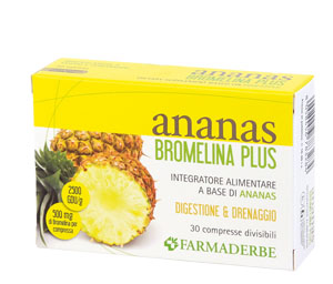 Ananas Bromelina Plus drenante CELLULITE, microcircolo, digestione 30 compresse Ananas Bromelina Plus drenante CELLULITE, microcircolo, digestione 30 compresse