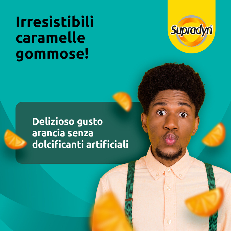 Supradyn Difese Gummy Integratore Multivitaminico con Vitamina C, D e Zinco per Difese Immunitarie degli adulti, Gusto Arancia, 60 Caramelle Gommose Supradyn Difese Gummy Integratore Multivitaminico con Vitamina C, D e Zinco per Difese Immunitarie degli adulti, Gusto Arancia, 60 Caramelle Gommose
