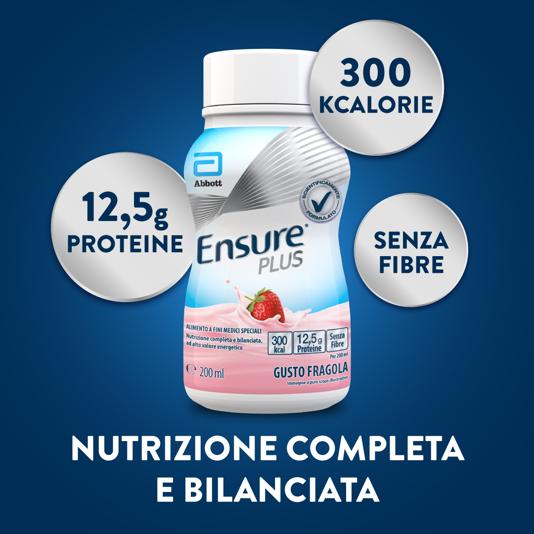 Ensure Plus Alimento a Fini Medici Speciali Ipercalorico Fragola 4x200ml