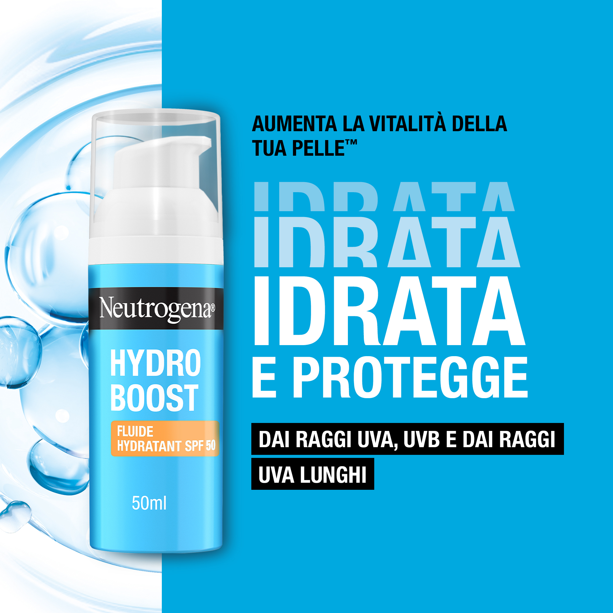 Neutrogena Hydro Boost Fluido Idratante SPF 50 50 ml, Crema solare viso 50 contro i raggi UVA/UVB Neutrogena Hydro Boost Fluido Idratante SPF 50 50 ml, Crema solare viso 50 contro i raggi UVA/UVB