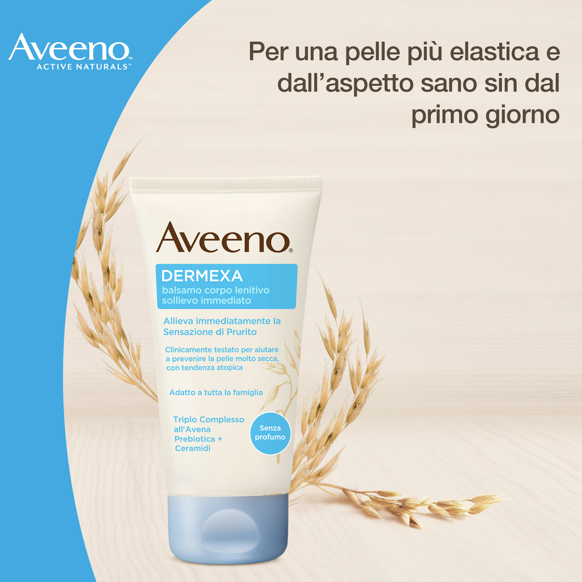 Aveeno, Balsamo Corpo Lenitivo, Dermexa, Sollievo Immediato, Pelli Secche con Prurito, Senza Profumo, 75ml