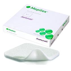 SCHIUMA DI POLIURETANO ASSORBENTE CON STRATO DI CONTATTO IN SILICONE MORBIDO MEPILEX 20X20CM 5 PEZZI