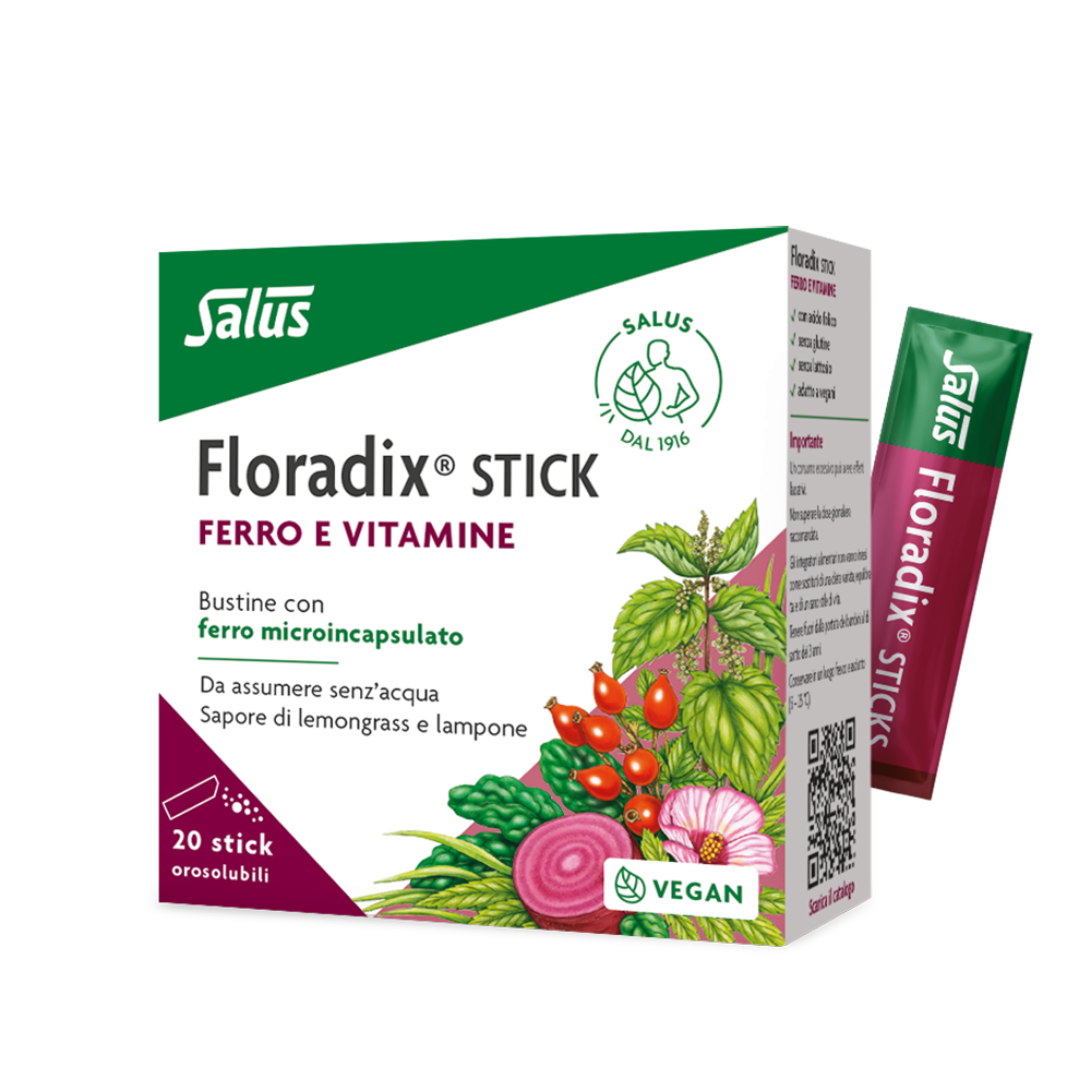 Salus - Floradix 20 Stick Orosolubili - Integratore Di Ferro Con Vitamine