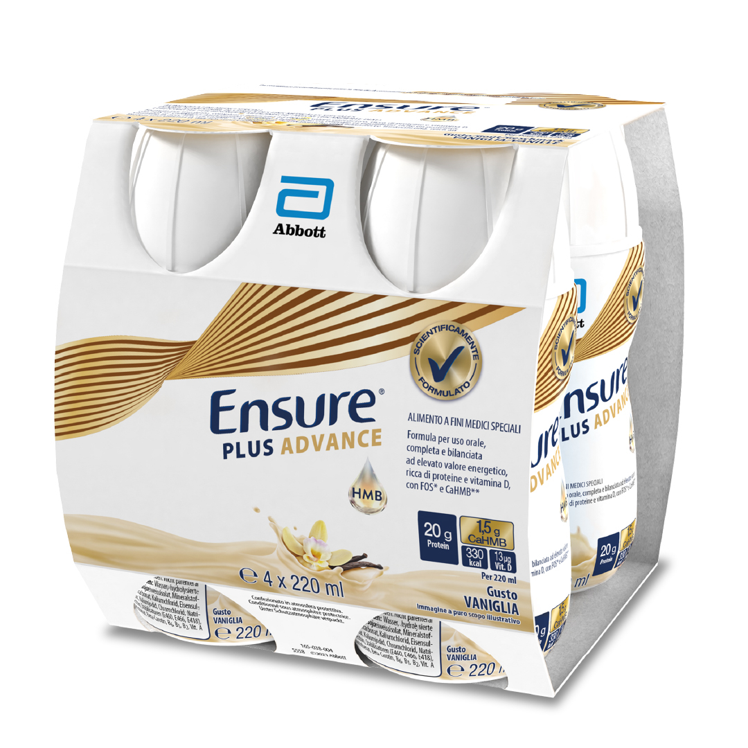 Ensure Plus Advance Alimento a Fini Medici Speciali Iperproteico ed Ipercalorico Vaniglia 4x220ml