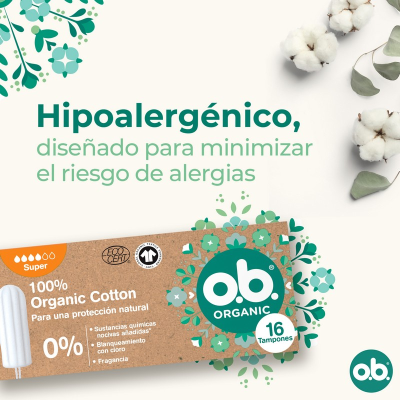 o.b. Assorbenti Interni, Organic Super, 100% Cottone Biologico, 16 Tamponi, color White o.b. Assorbenti Interni, Organic Super, 100% Cottone Biologico, 16 Tamponi, color White