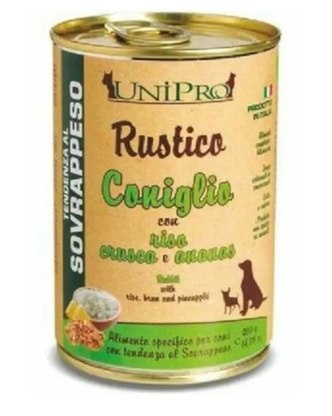 UNIPRO CANE RUSTICO CONIGLIO RISO CRUSCA ANANAS 400GR (lattina)