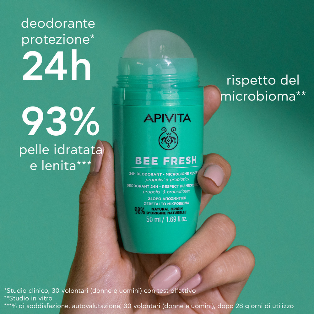 Apivita Bee Fresh - Deodorante 24H Per Pelle Sensibile Roll-On 50 ml