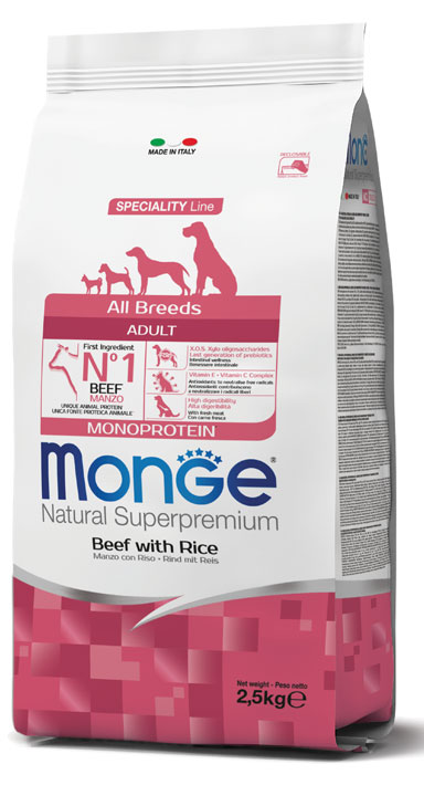 MONGE DOG AB MANZO&RISO 2,5KG