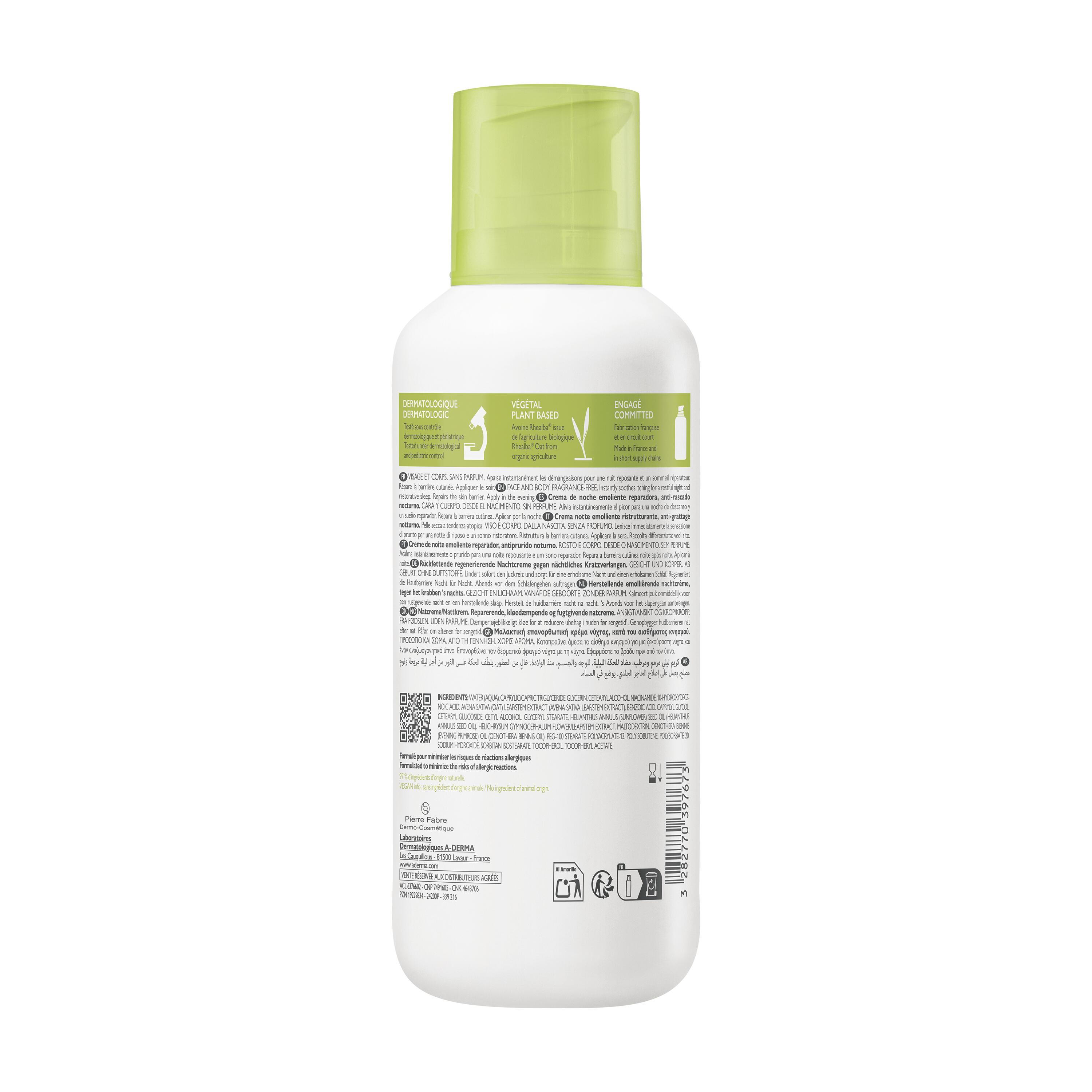 A-Derma Exomega Control - Crema Notte Emolliente Ristrutturante 400 ml