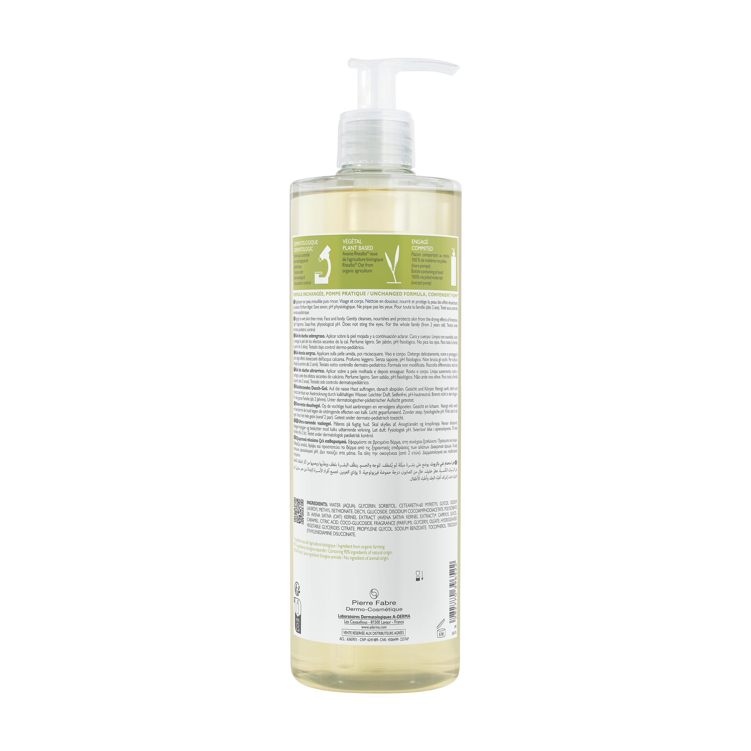 A-Derma Les Indispensables - Gel Doccia Surgras Viso E Corpo Per Pelle Secca E Fragile 750 ml