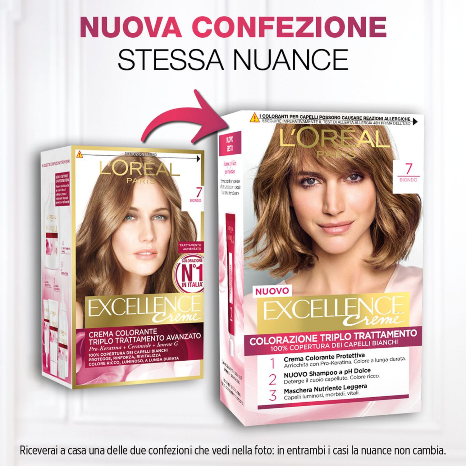 L'Oréal Paris Colorazione Triplo Trattamento Excellence, Con Acido Ialuronico, 100% Copertura Capelli Bianchi, Per Capelli Più Idratati, Biondo (7)