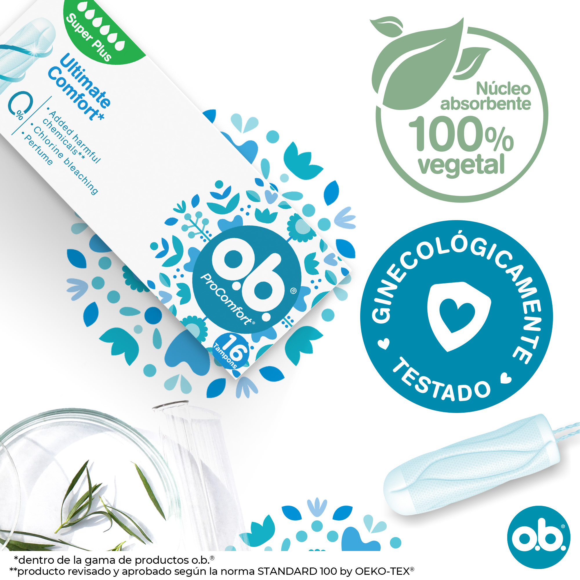 o.b. , Assorbenti Interni, ProComfort Super Plus, Flusso Molto Intenso, Inserimento e Rimozione Facile, 16pz