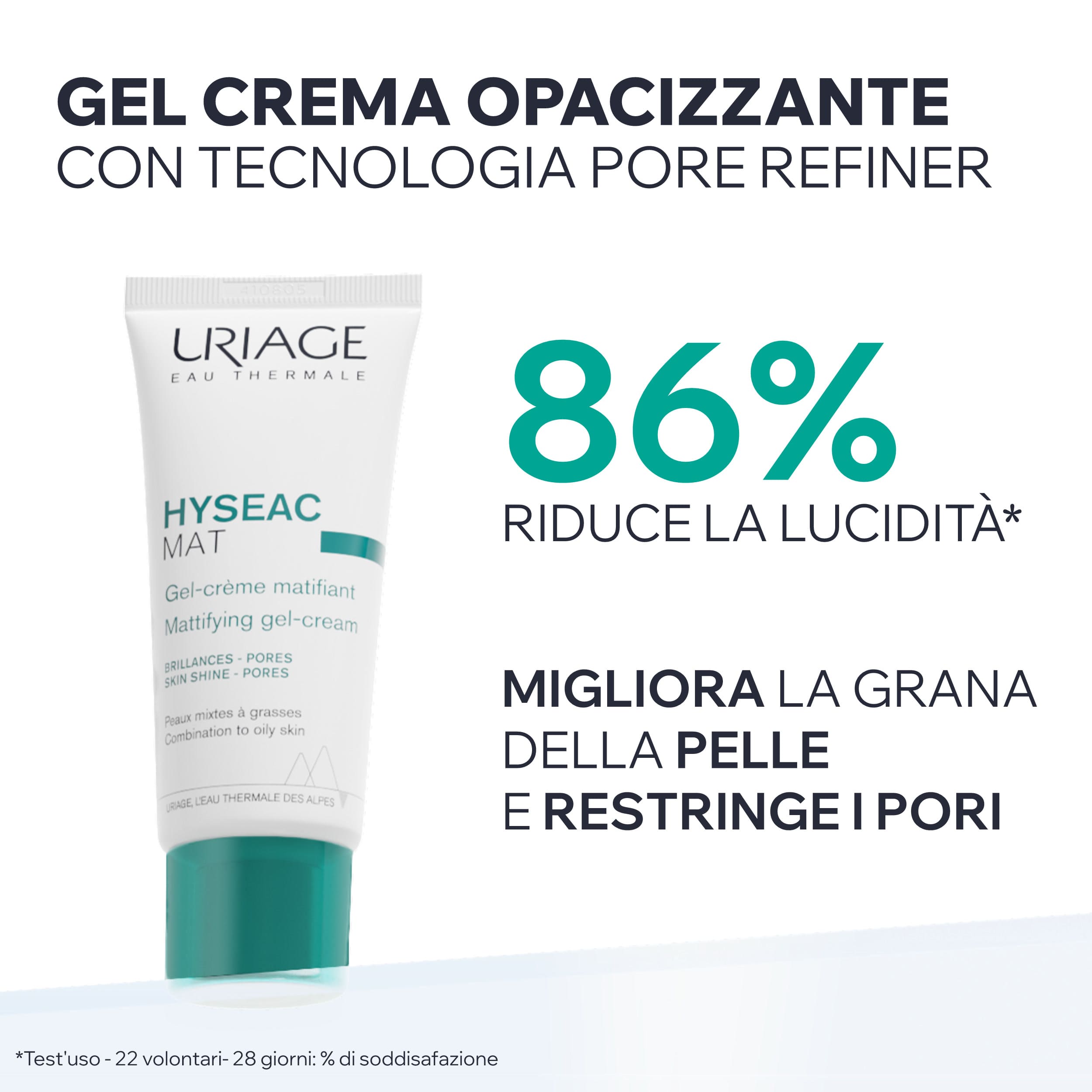 Uriage - Hyséac Mat - Gel-Crema Viso Opacizzante, Idratante E Astringente 40 ml
