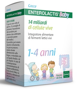 Enterolactis Baby Gocce, Integratore Alimentare con Fermenti lattici, probiotici L,Casei DG, 14 Miliardi Cellule Vive, Specifico per Bambini 1-4 anni, Flacone da 8ml Enterolactis Baby Gocce, Integratore Alimentare con Fermenti lattici, probiotici L,Casei DG, 14 Miliardi Cellule Vive, Specifico per Bambini 1-4 anni, Flacone da 8ml