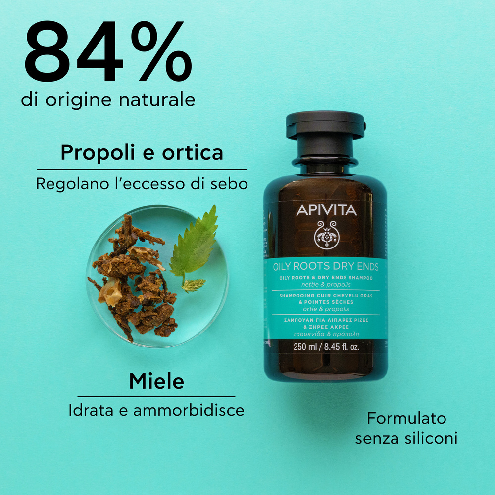 APIVITA Oily Roots Dry Ends Shampoo Cute Grassa e Punte Secche 250 ml