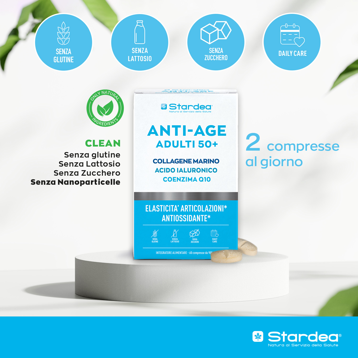 STARDEA ANTI-AGE Compresse - INTEGRATORE ALIMENTARE COLLAGENE MARINO COENZIMA Q10 ACIDO IALURONICO STARDEA ANTI-AGE Compresse - INTEGRATORE ALIMENTARE COLLAGENE MARINO COENZIMA Q10 ACIDO IALURONICO