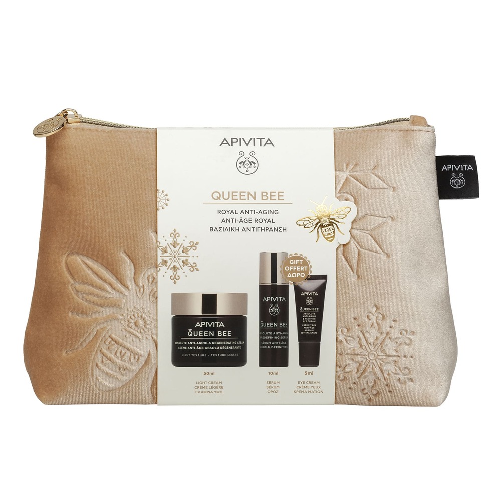 Apivita Queen Bee - Crema Leggera Anti-Età 50 ml + Siero Anti-Età 10 ml + Crema Anti-Età Occhi 5 ml