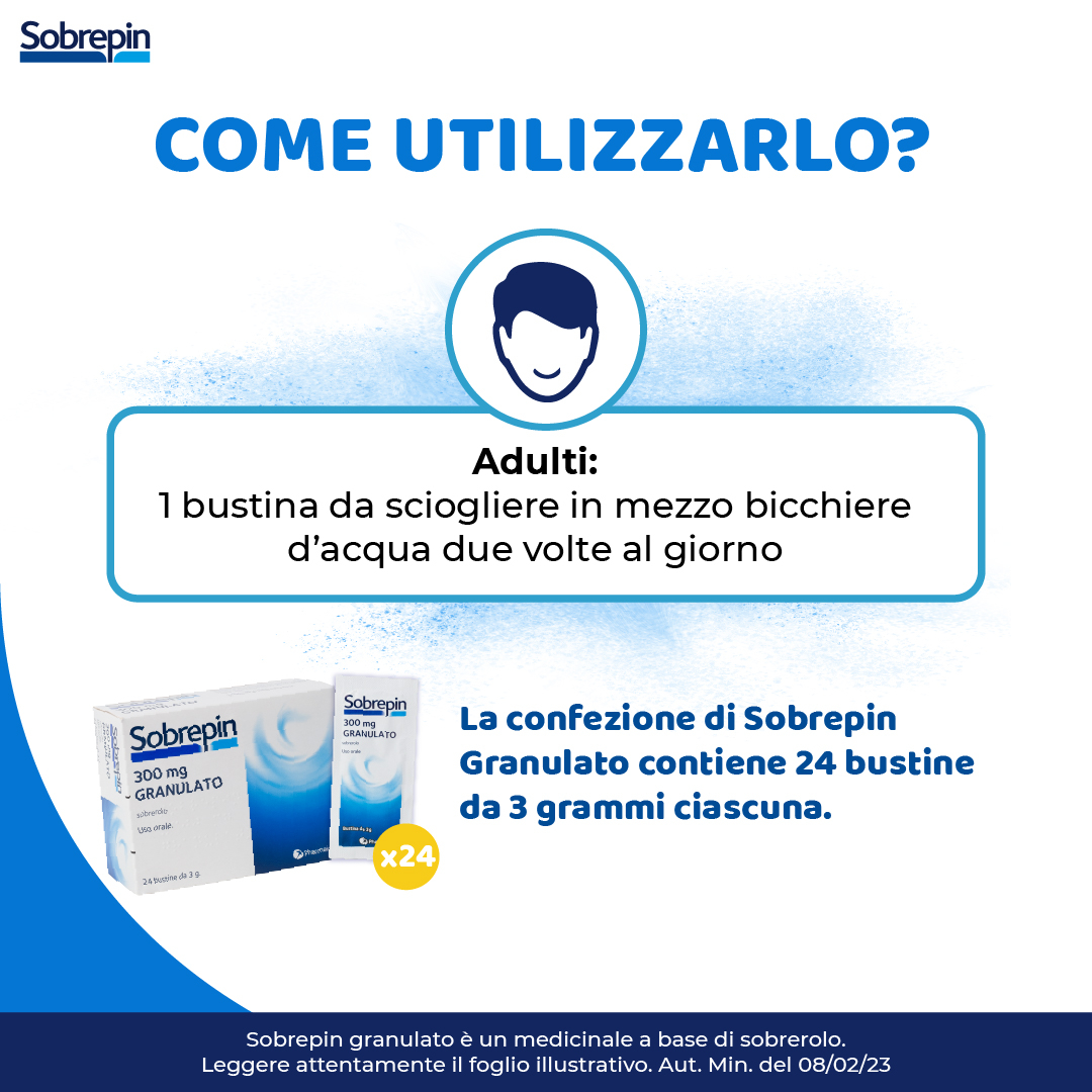 Sobrepin Granulato 300 mg Sobrerolo Tosse 24 Bustine Sobrepin Granulato 300 mg Sobrerolo Tosse 24 Bustine