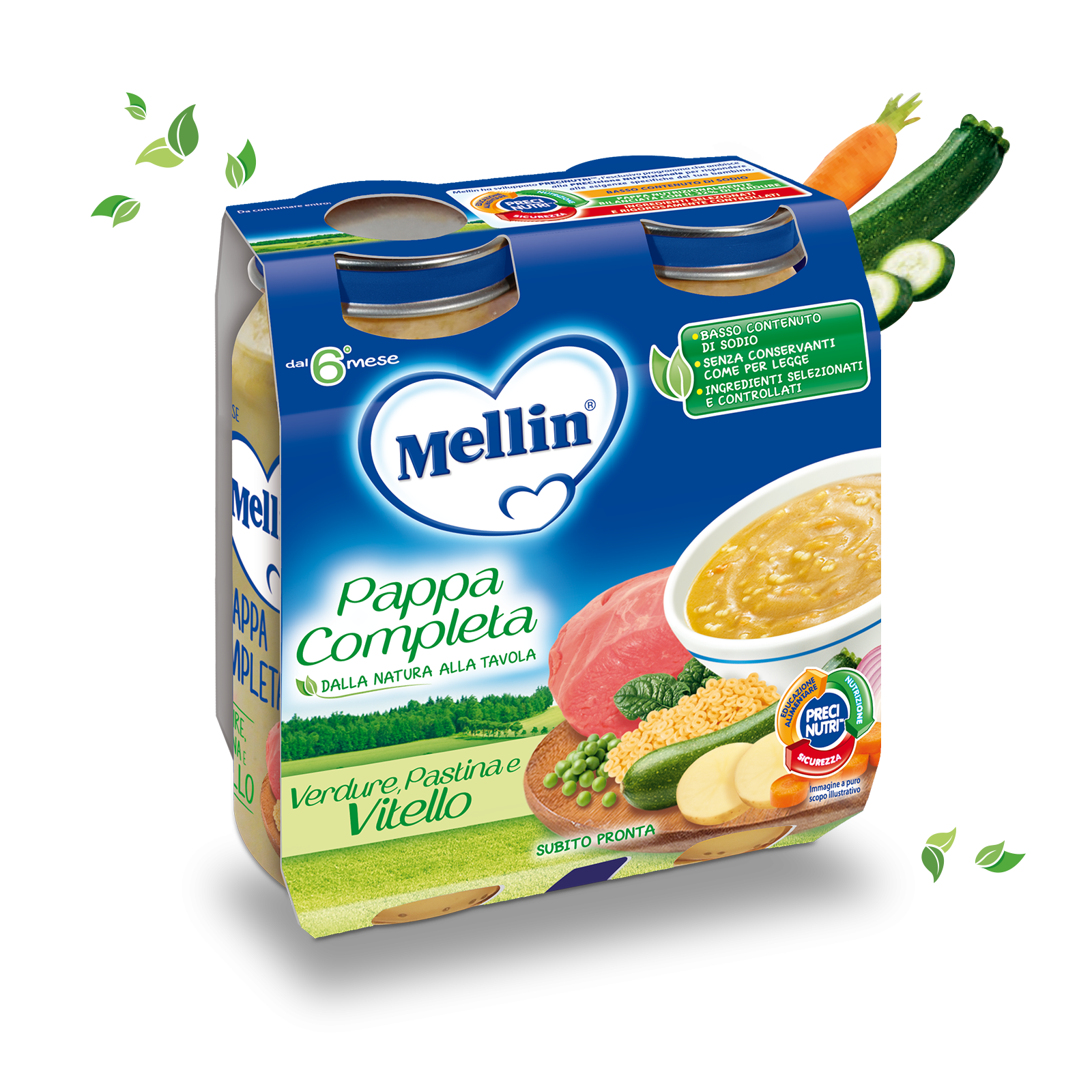 Mellin Pappa Completa Verdura Pastina Vitello 2 x 250 g Mellin Pappa Completa Verdura Pastina Vitello 2 x 250 g
