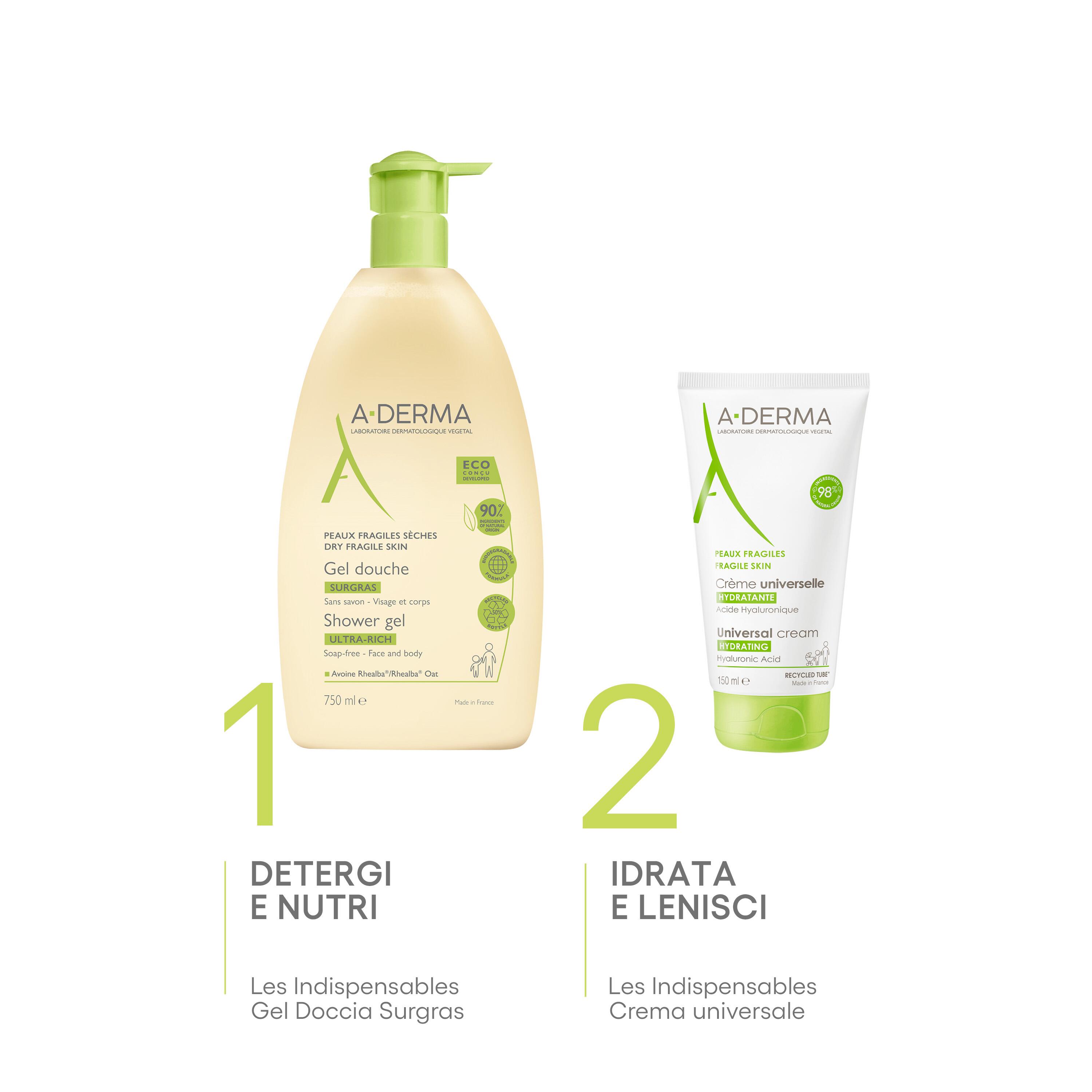 A-Derma Les Indispensables - Crema Universale Idratante Viso E Corpo Per Pelle Secca E Fragile 150 ml