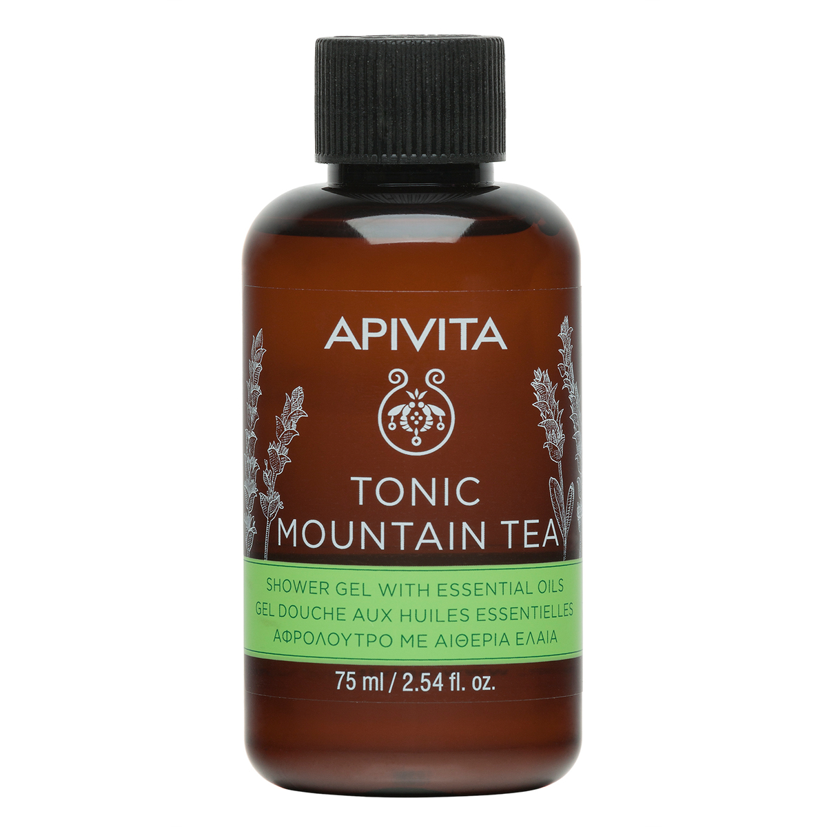 Apivita Tonic Mountain Tea - Gel Doccia Detergente Delicato Idratante E Rivitalizzante Corpo Travel Size 75 ml
