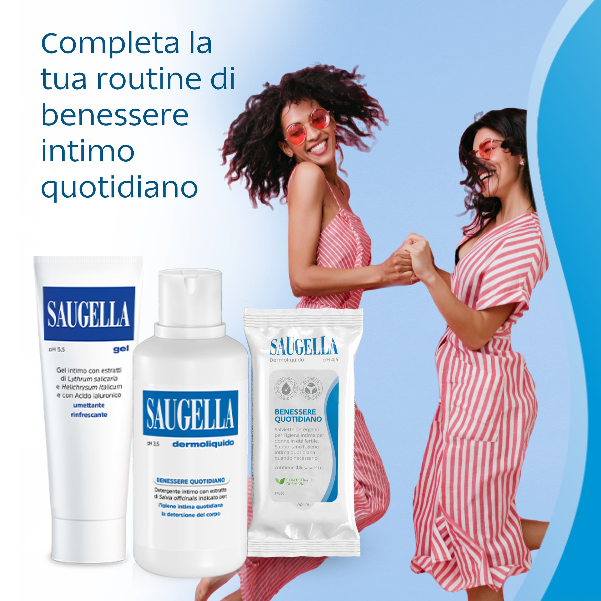 Saugella Blu Dermoliquido pH 3,5 - Detergente Intimo Antibatterico 500 ml