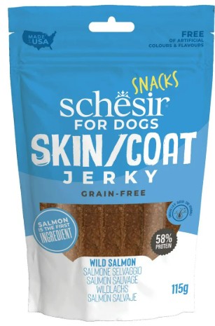SCHESIR CANE SNACK JERKY SALMONE 115GR