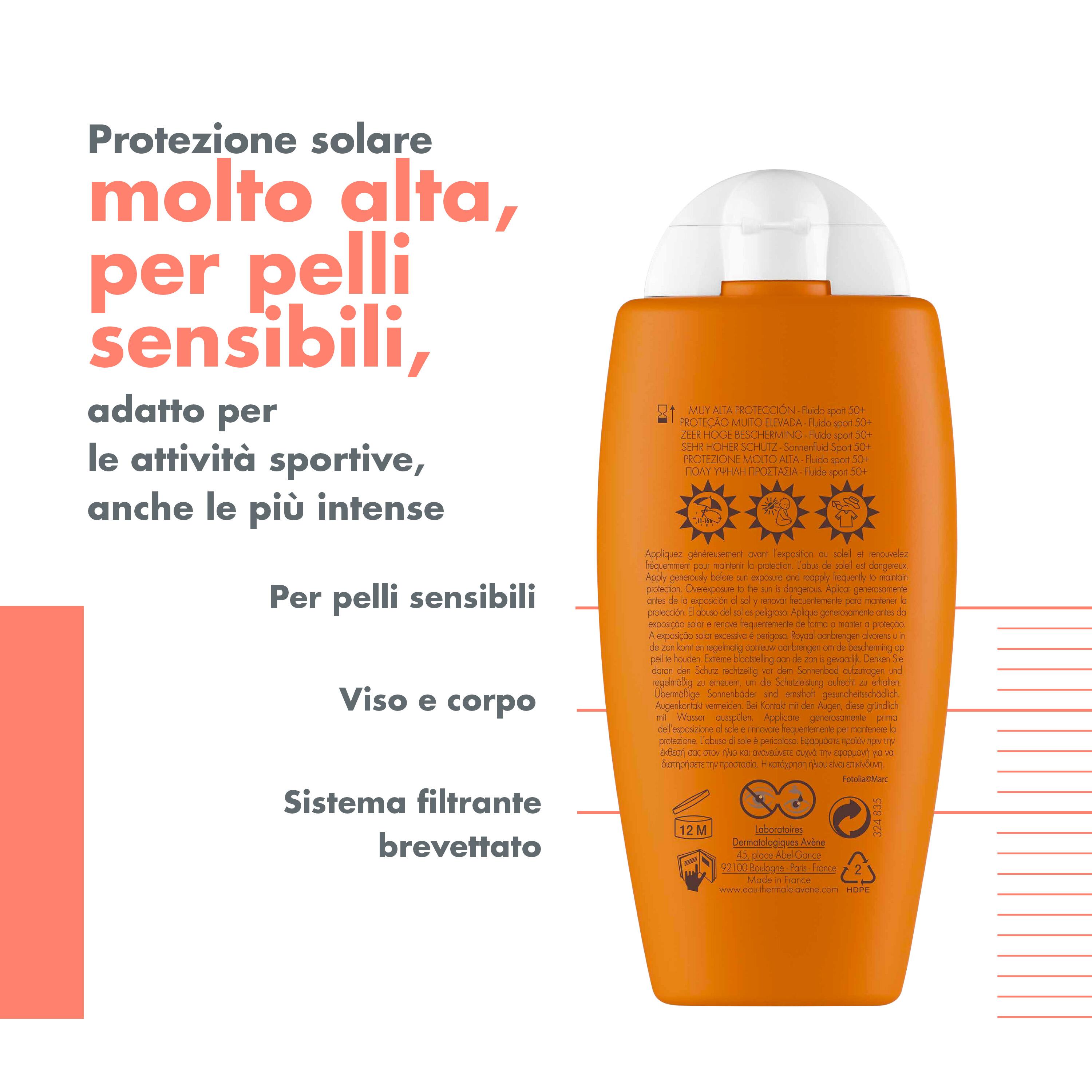 Avène Eau Thermale Fluido Sport SPF50+ - Protezione Solare Viso E Corpo 100 ml