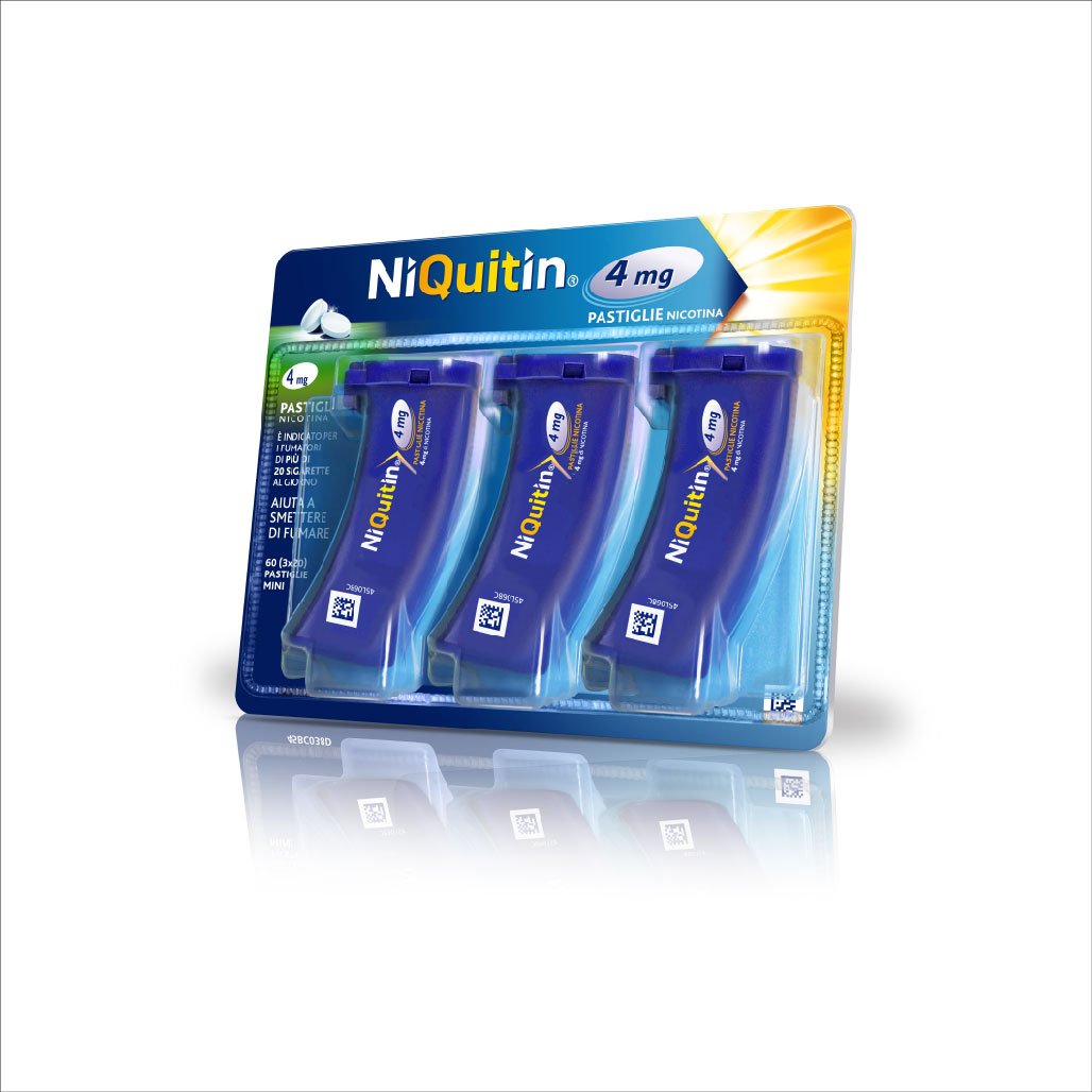 NiQuitin 4 mg Nicotina Mini Pastiglie Per Smettere di Fumare Gusto Menta 3 Astucci