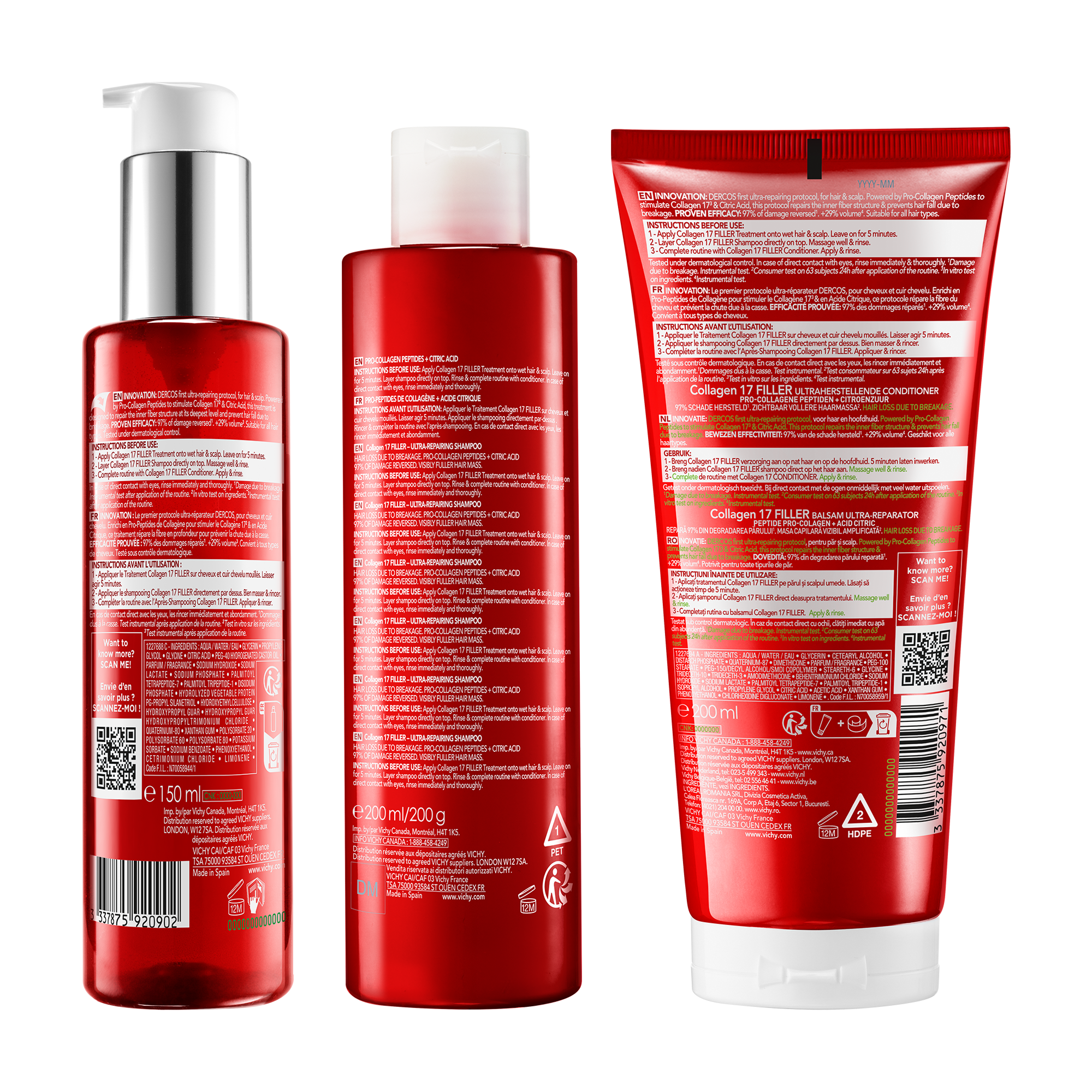 Vichy Dercos Collagen Filler 17 - Shampoo Ultra-Riparatore 200 ml