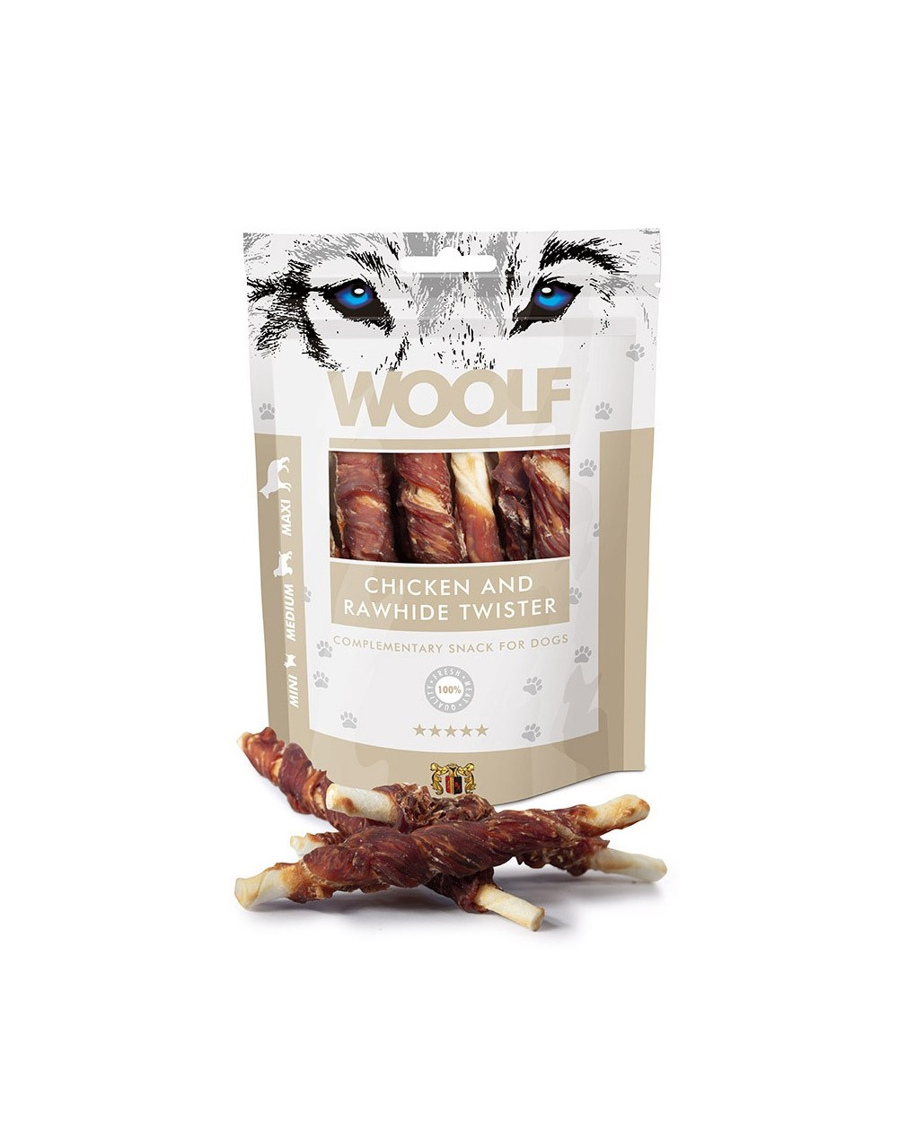 MAST WOOLF CANE SNACK MINI/MEDIUM/MAXI ROTOLINO POLLO PELLE GRIGLIATA 100GR