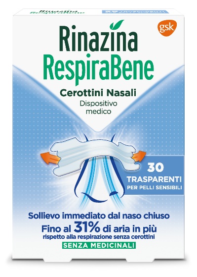 Rinazina RespiraBene Cerottini Nasali Trasparenti 30 Pezzi