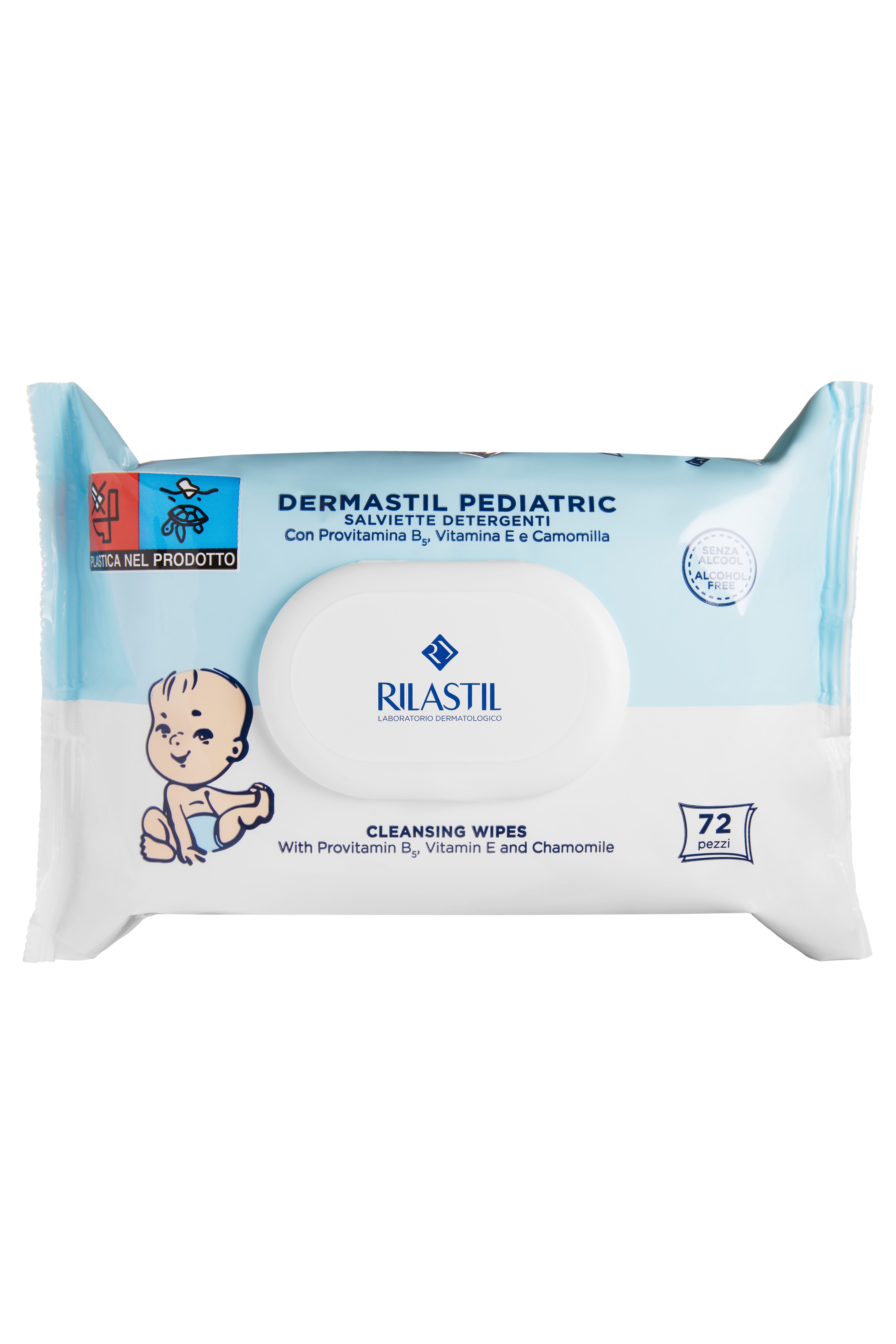 Rilastil Dermastil Pediatric - 72 Salviette Detergenti Umidificate pH Fisiologico