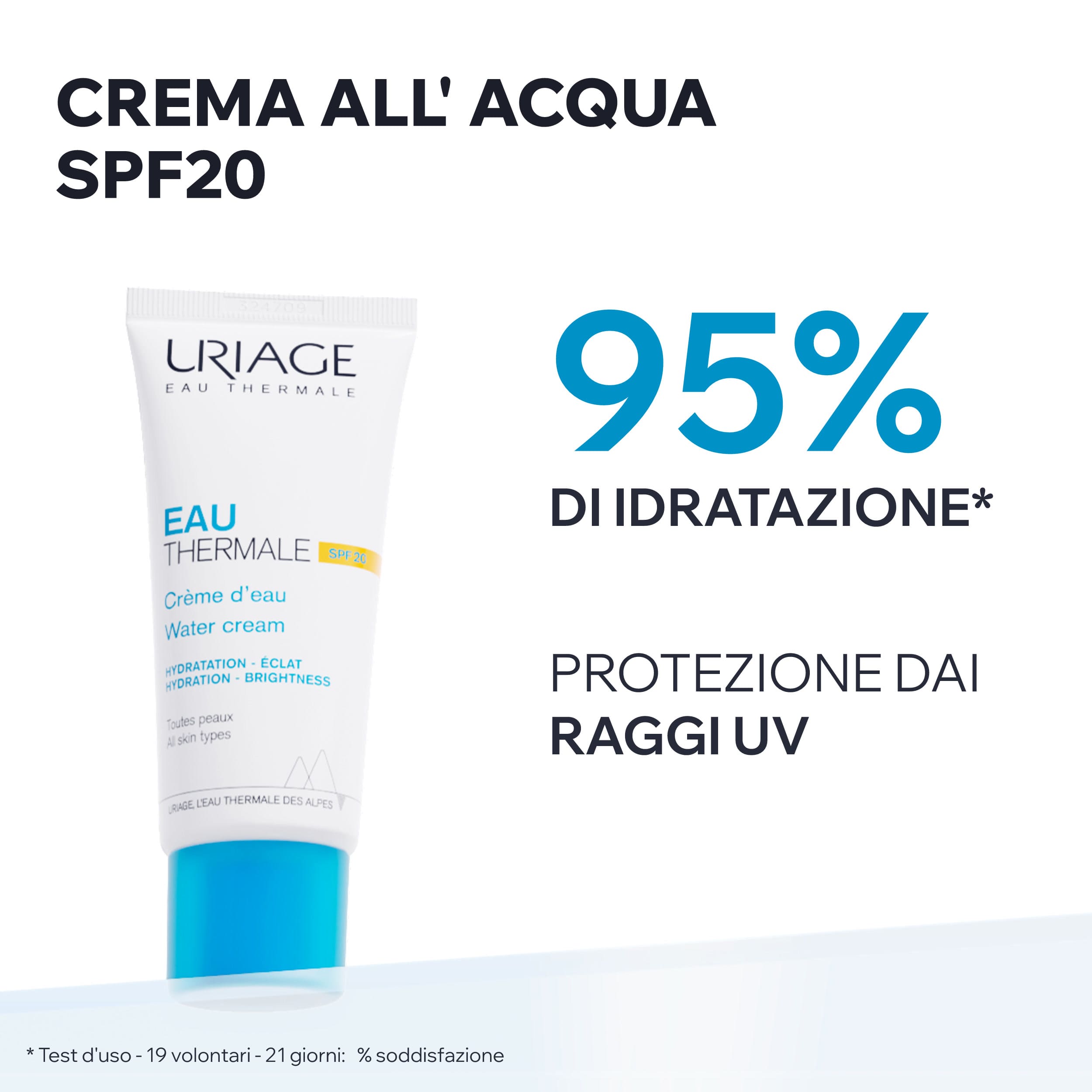 Uriage - Eau Thermale - Crema All'Acqua Leggera Idratante SPF20 Viso 40 ml