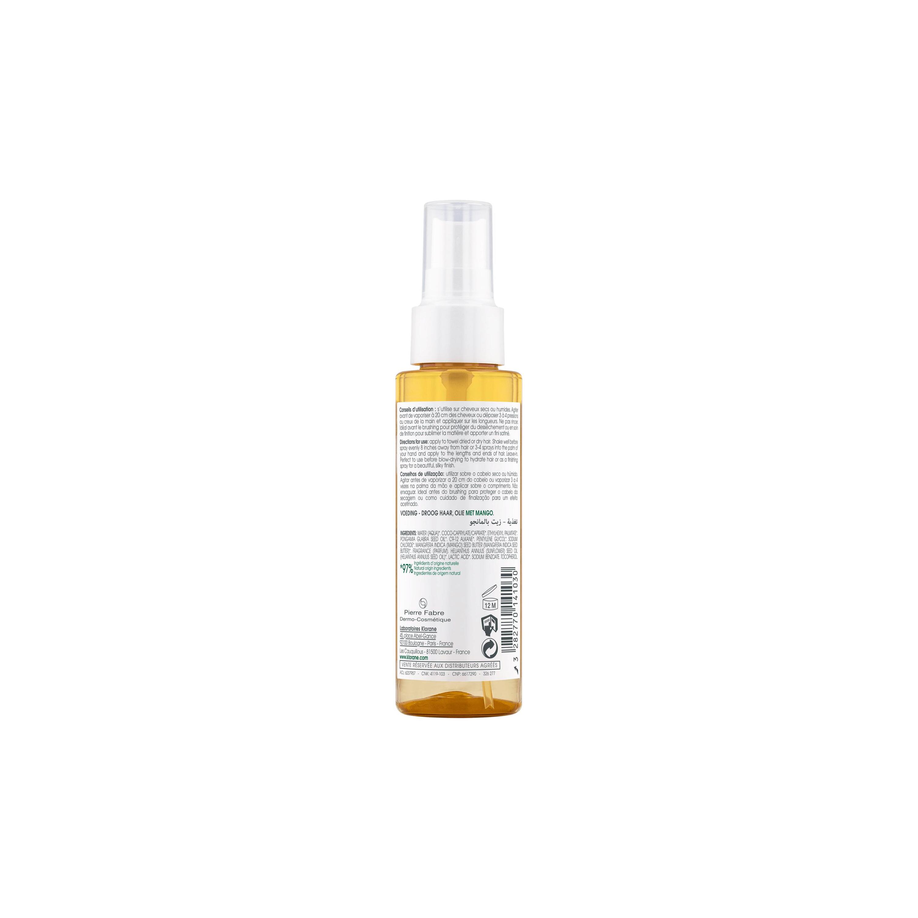 Klorane - Olio Nutritivo Al Mango Per Capelli Secchi 100 ml