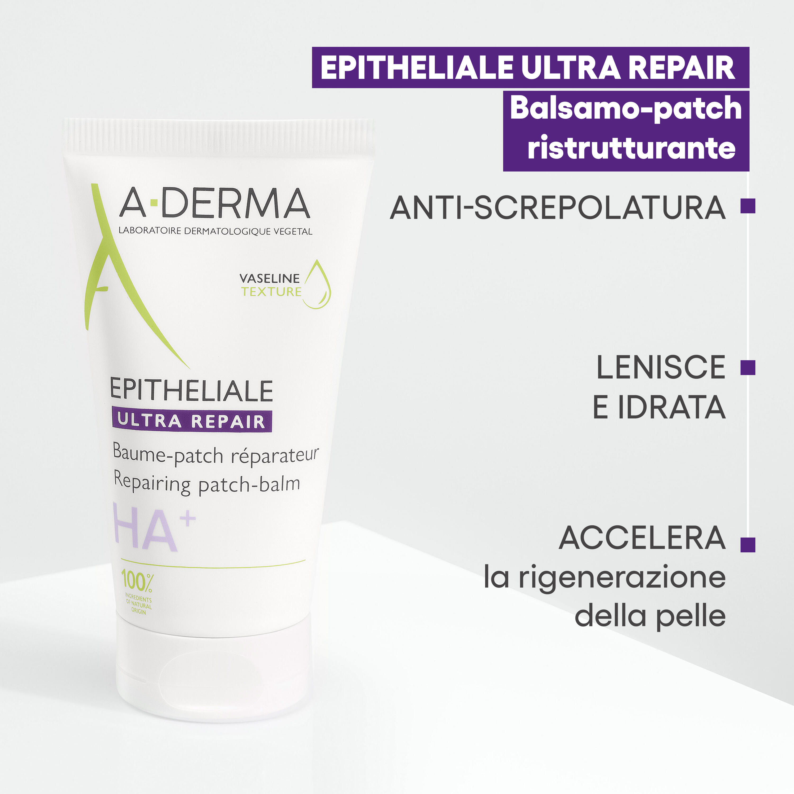 A-Derma Epitheliale Ultra Repair A.H. - Balsamo-Patch Ristrutturante Per Pelle Fragilizzata E Molto Secca 50 g