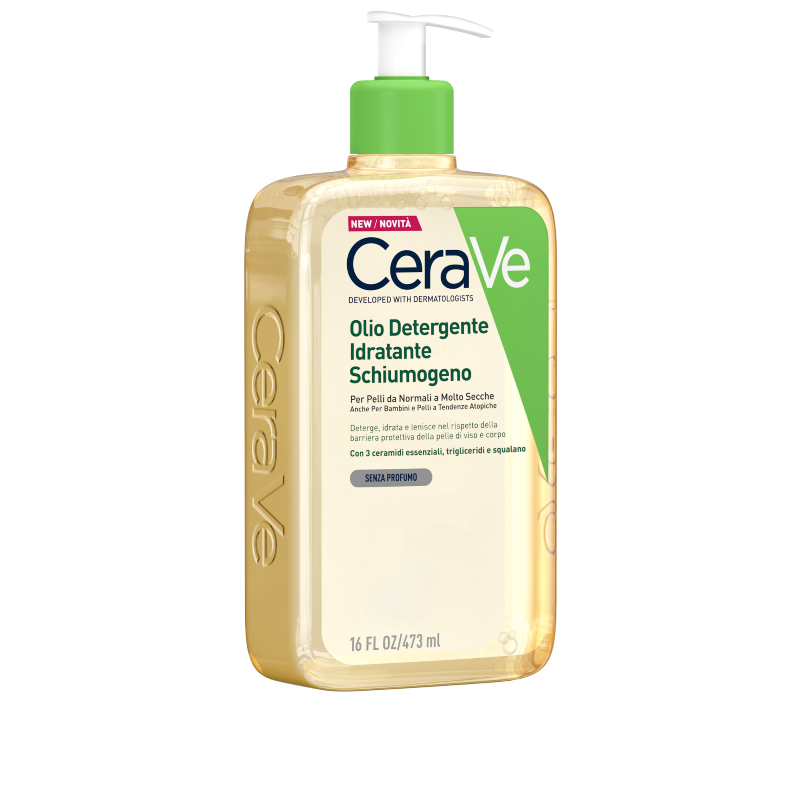 CeraVe Olio detergente idratante  Deterge, idrata e lenisce. Con 3 ceramidi essenziali, trigliceridi e squalene da olio di origine vegetale 473 ml