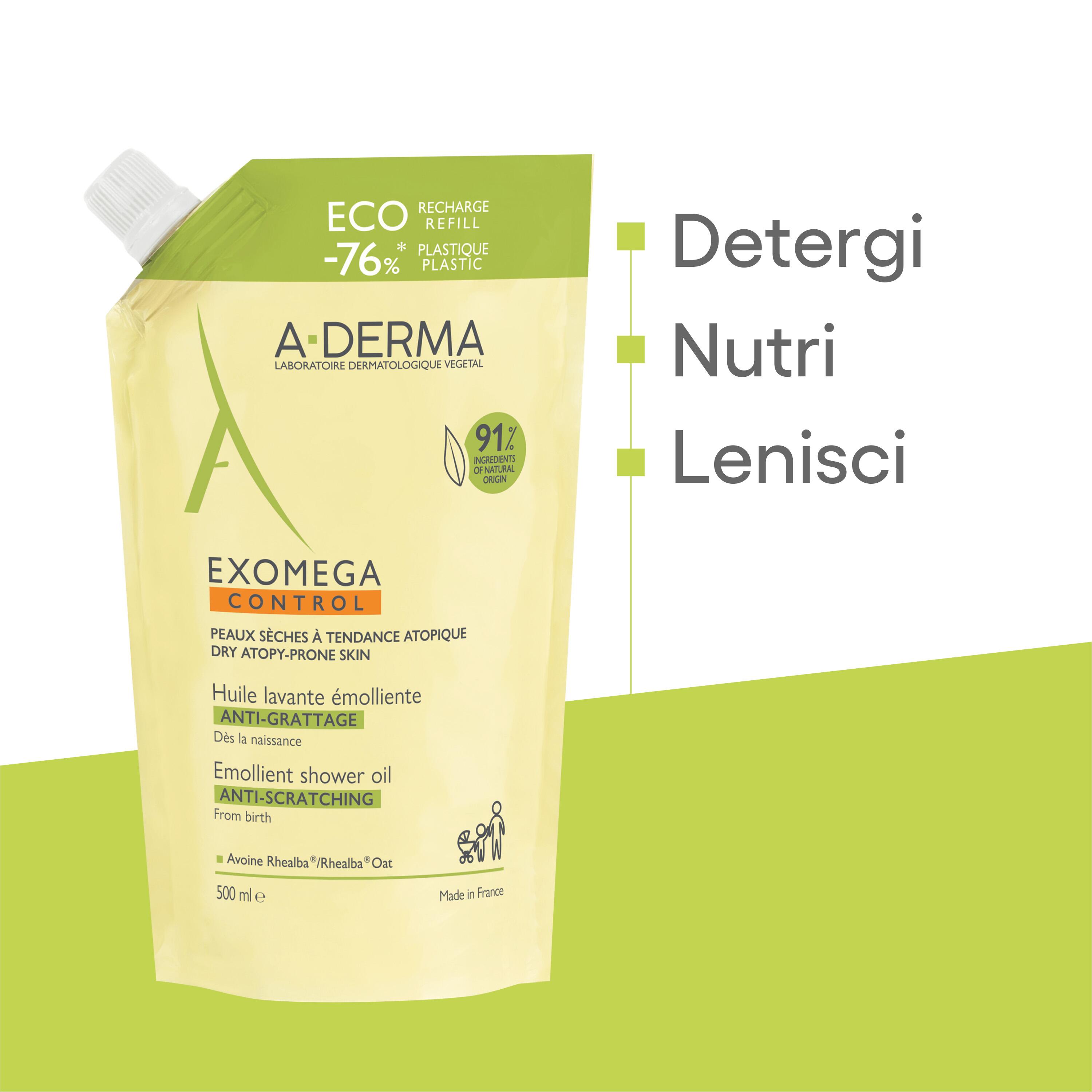 A-Derma Exomeda Control - Olio Lavante Emolliente Per Pelle Secca A Tendenza Atopica Ricarica 500 ml
