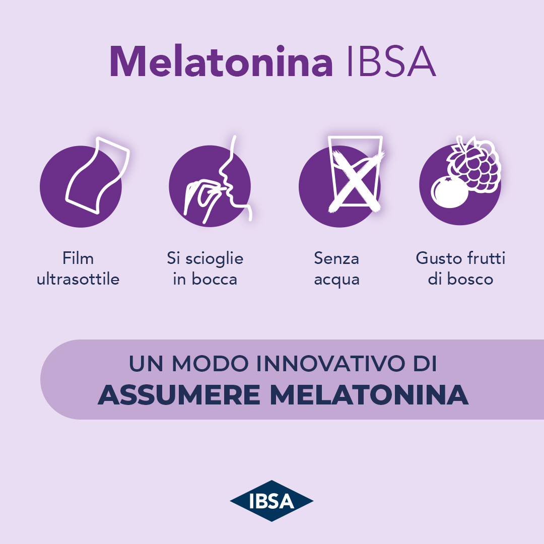 MELATONINA IBSA - Integratore alimentare a base i melatonina, vitamina B6 con camomilla e lavanda per favorire il sonno e migliorarne la qualità  - 30FILM ORALI